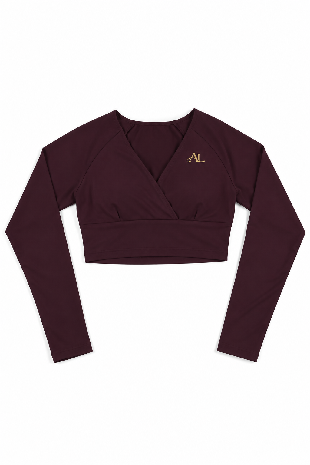 Burgundy Long-Sleeve Crop Top