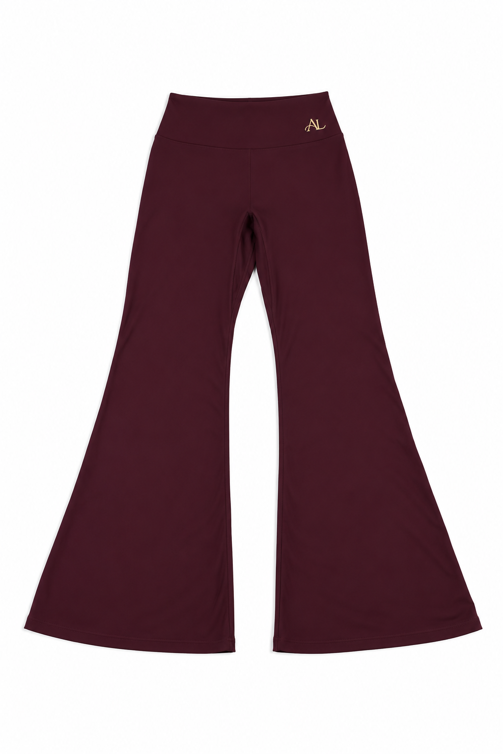 Burgundy Ruched Flare Pant