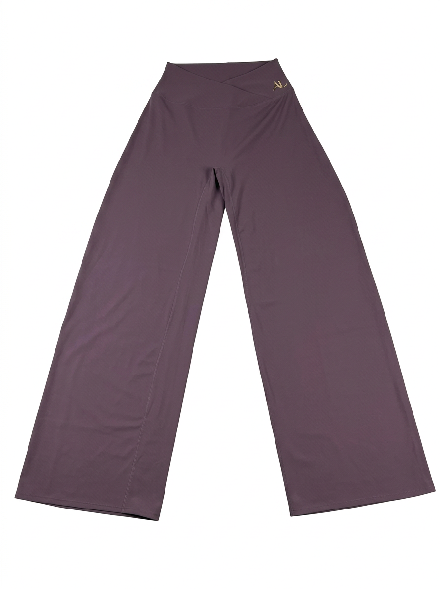 Ink Purple V-Waist Wide-Leg Pants
